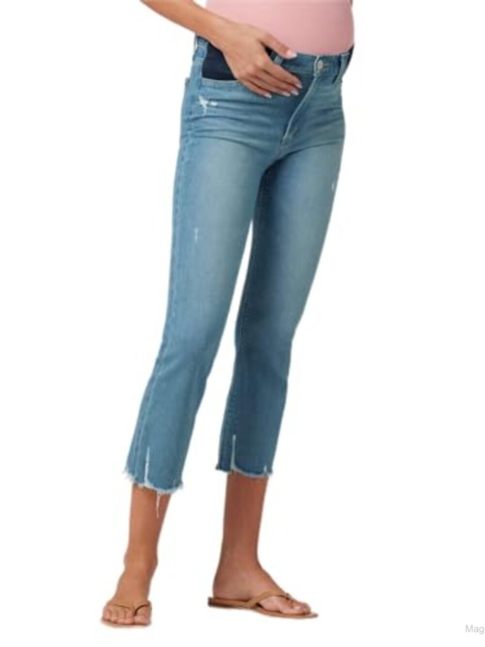 Maternity High Rise Cropped Jeans Pull-On Comfort Fit